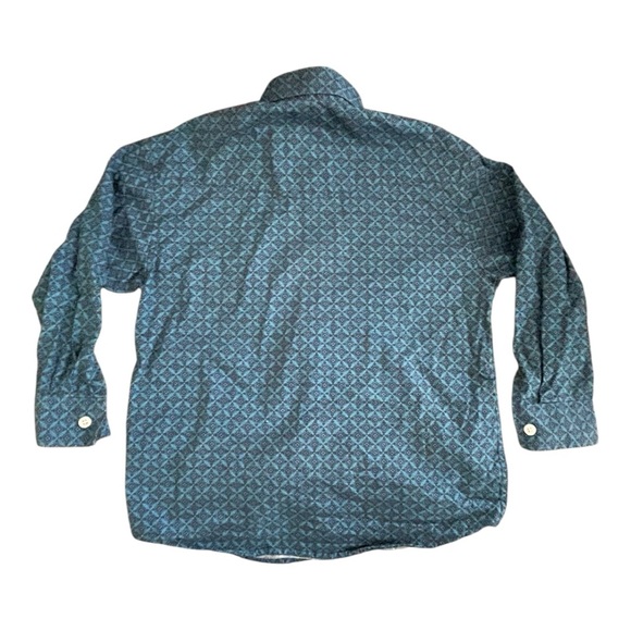 PANHANDLE Teal Western Diamond Pattern Shirt Kids S/6 - Picture 2 of 6